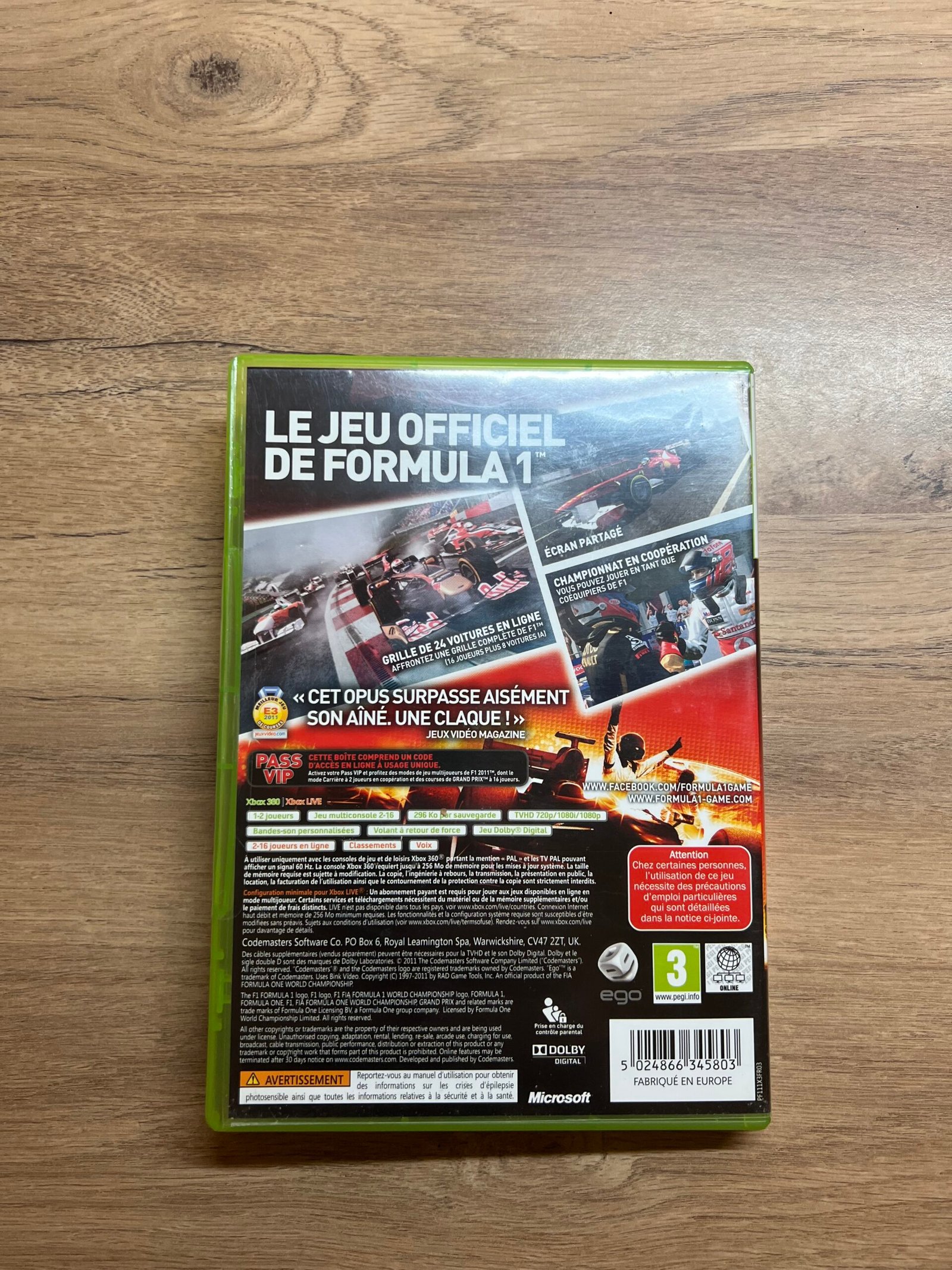 F1 2011 - xbox 360 - Bon état - Complet - Pal – Image 8